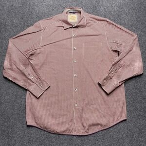 Tommy Bahama Shirt Mens Medium Red White Button Up Long Sleeve Casual Cotton